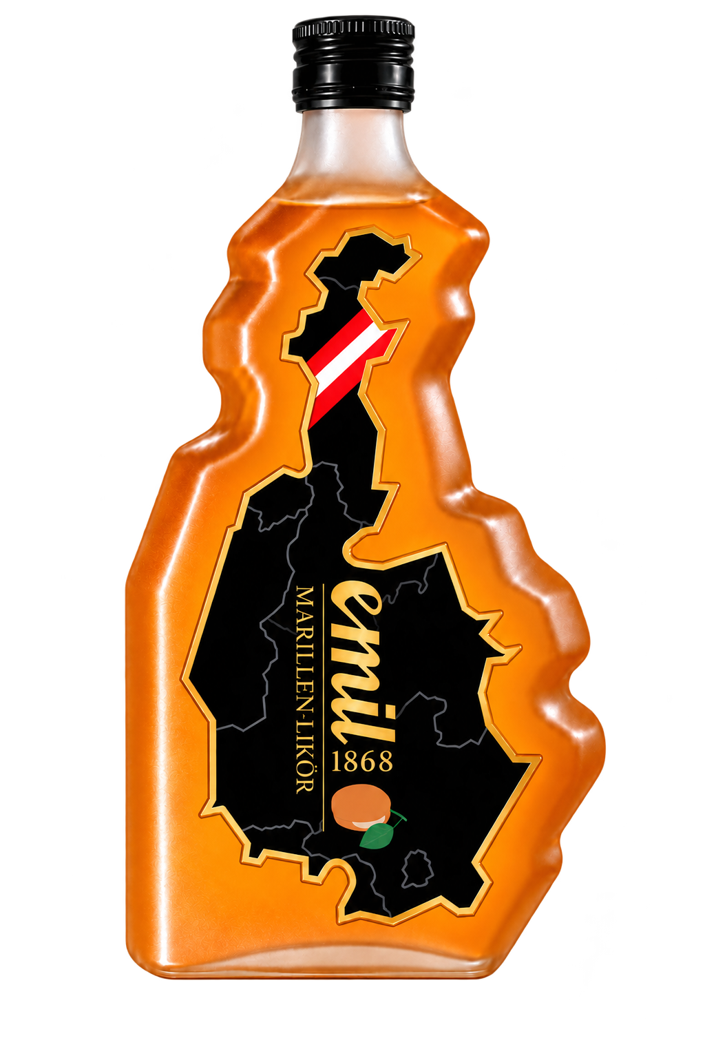Emil 1868 Marillen-Likör in der Österreich-Flasche